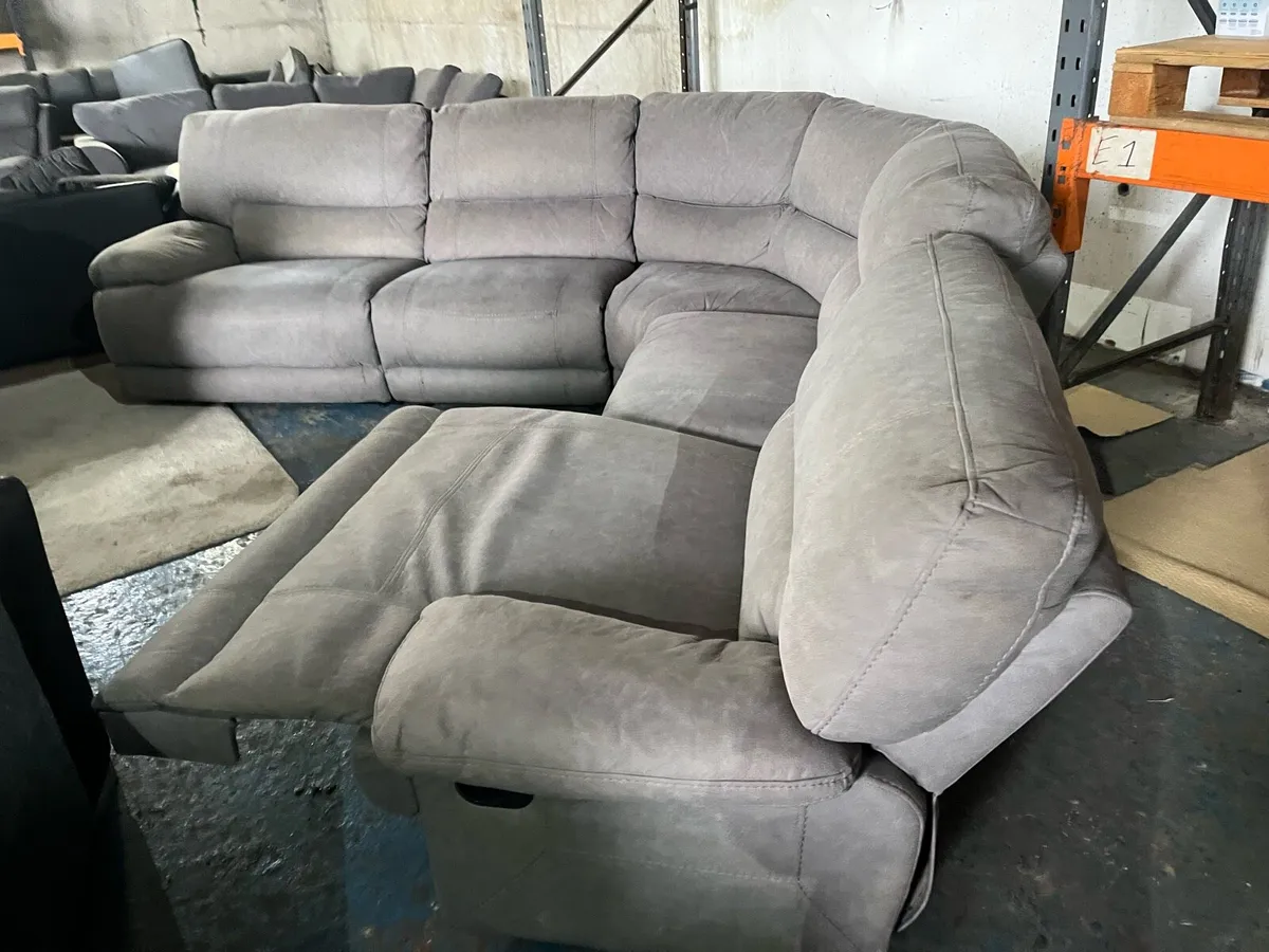 Light grey corner sofa recliner couch - Image 4