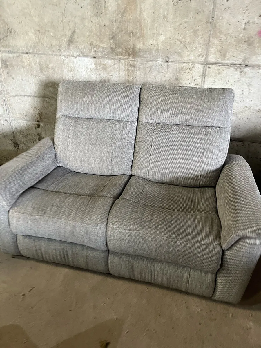 Grey 2 seater recliner sofa couch - Image 2