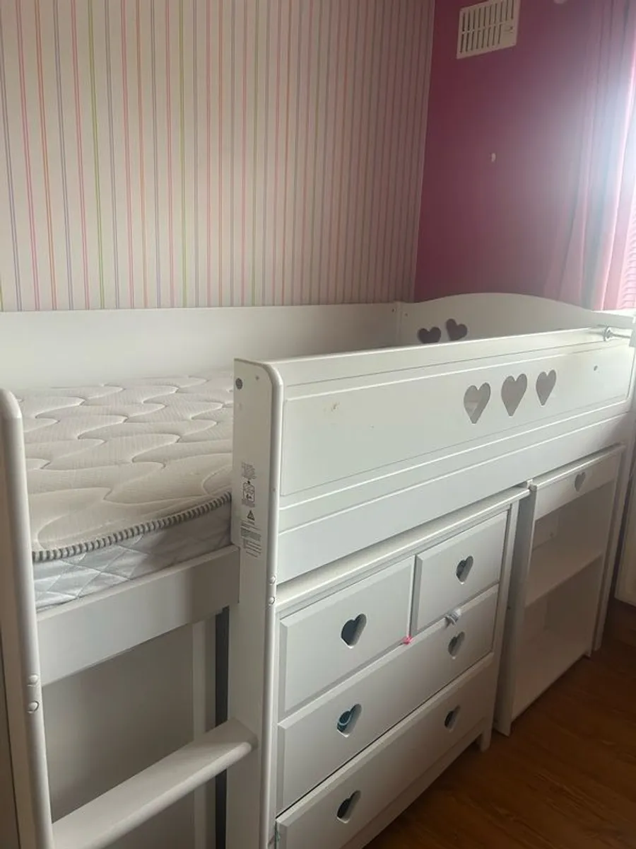 kids bunk bed with chest of drawers bookcase and pull out desk - Image 2