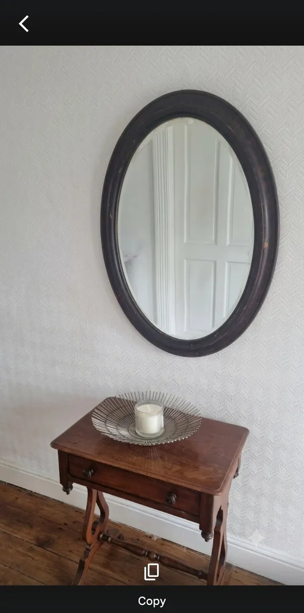 Antique Large Oval Mirror - Image 1