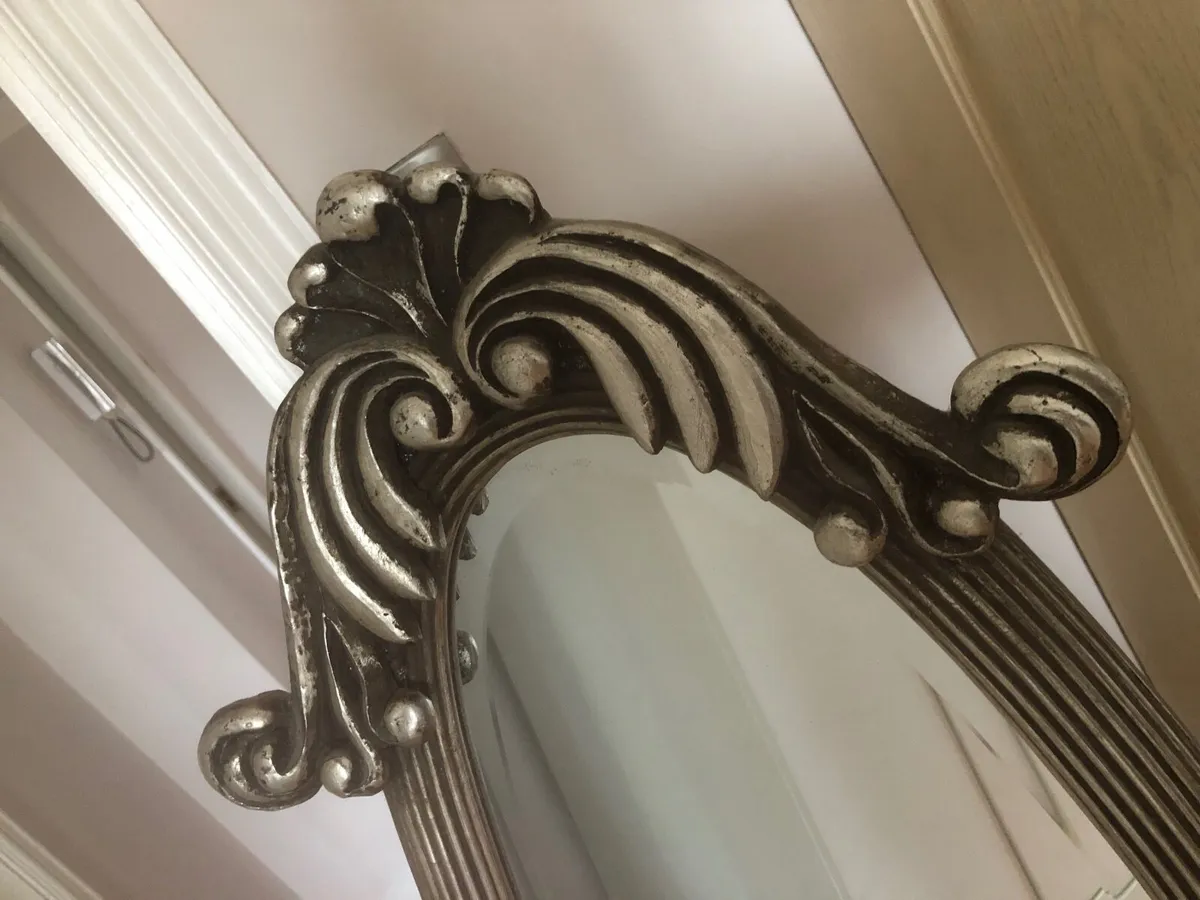 Antiqued  silver free standing  mirror - Image 4