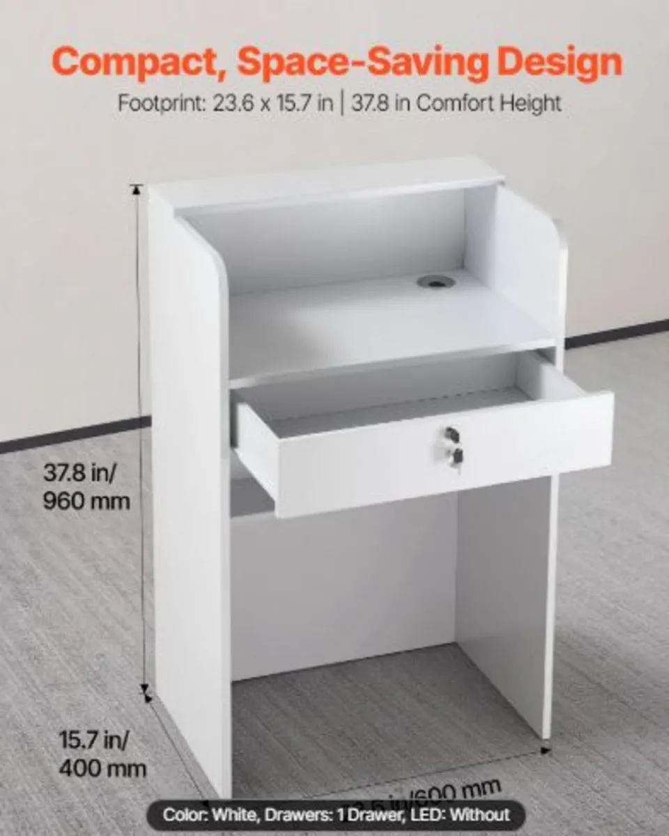 Reception Desk, 60 cm Rectangular Front Counter - Image 2