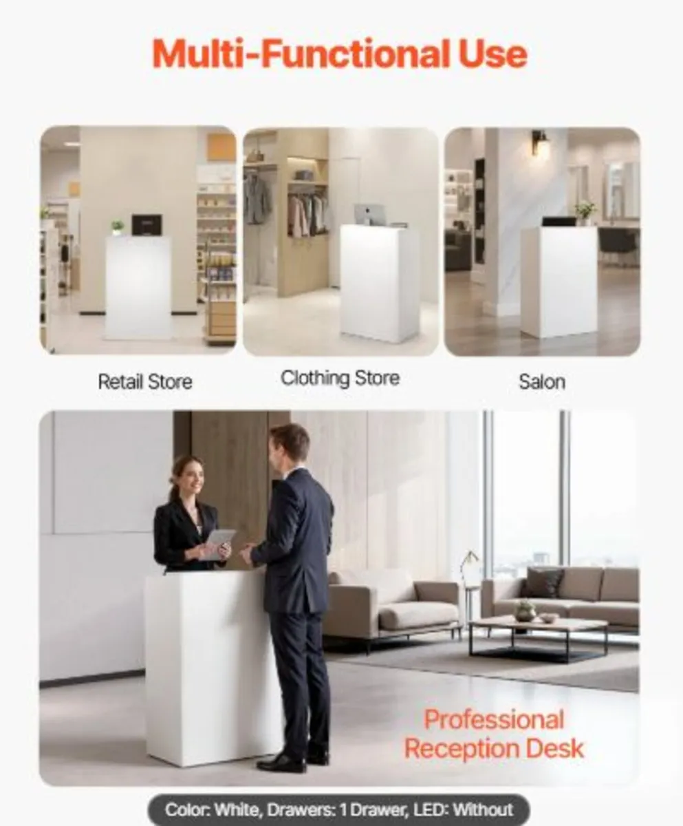 Reception Desk, 60 cm Rectangular Front Counter - Image 3