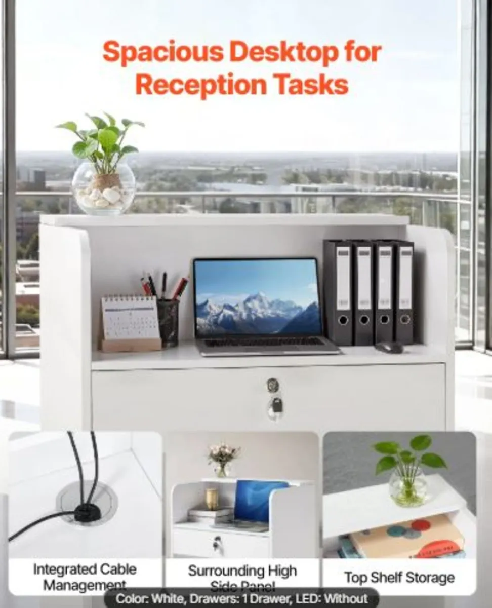 Reception Desk, 60 cm Rectangular Front Counter - Image 4