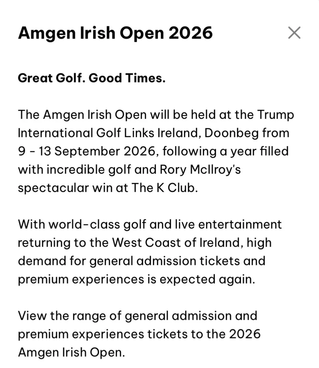 Irish Open Tickets x 2 x All 5 Days - Image 2