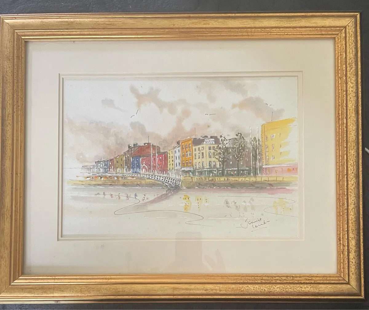 Ha’penny bridge framed picture - Image 1