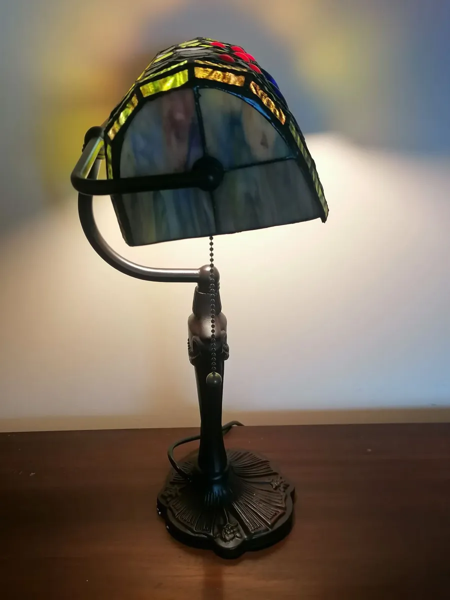 New Tiffany Bankers Lamp – Dragonfly Stained Glass - Image 4