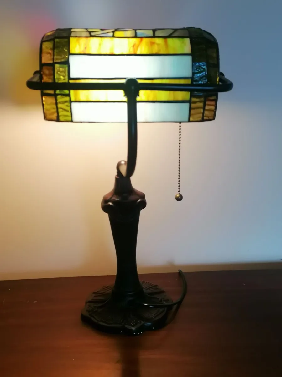 New Tiffany Bankers Lamp – Dragonfly Stained Glass - Image 2