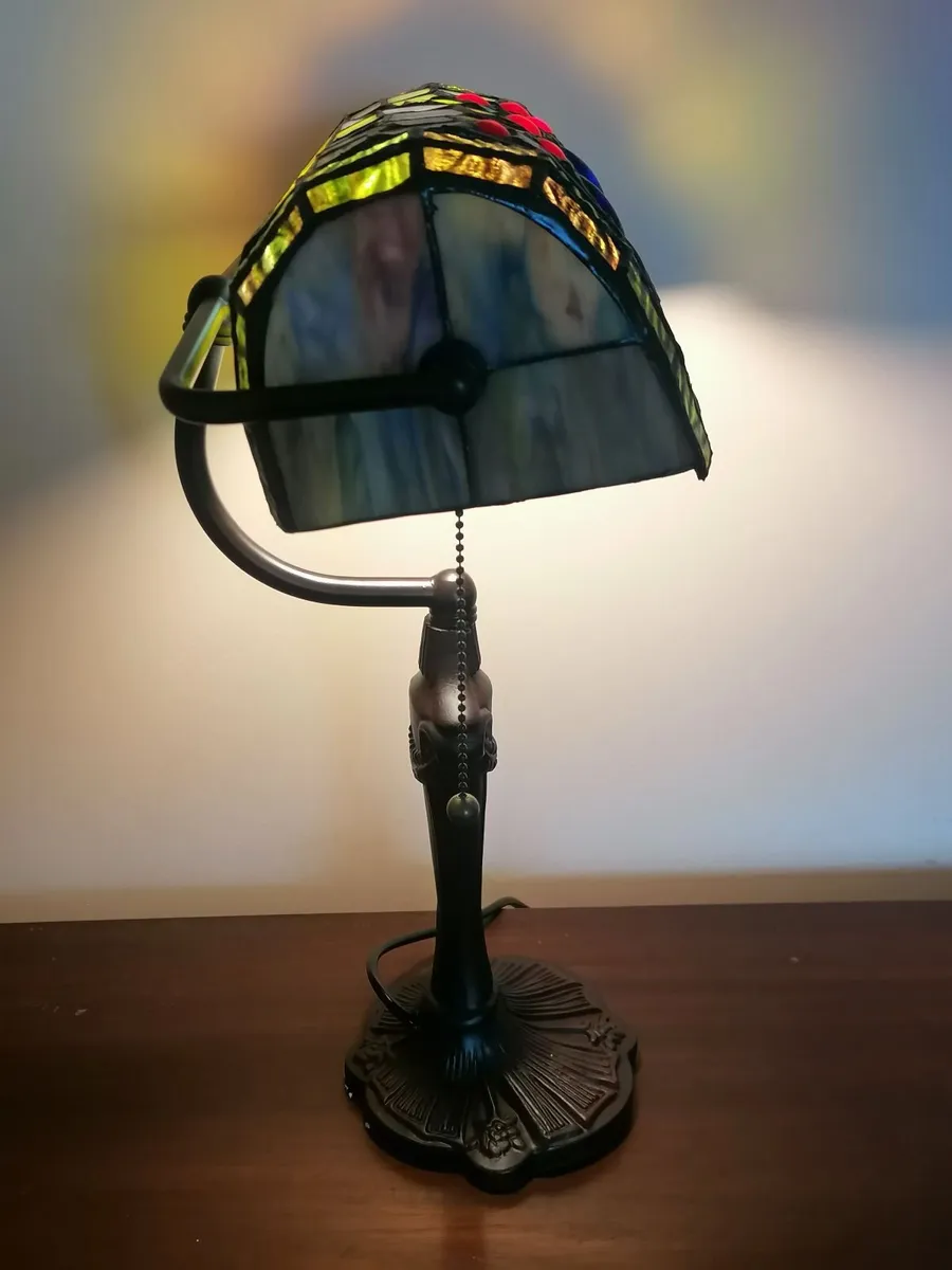 New Tiffany Bankers Lamp – Dragonfly Stained Glass - Image 3