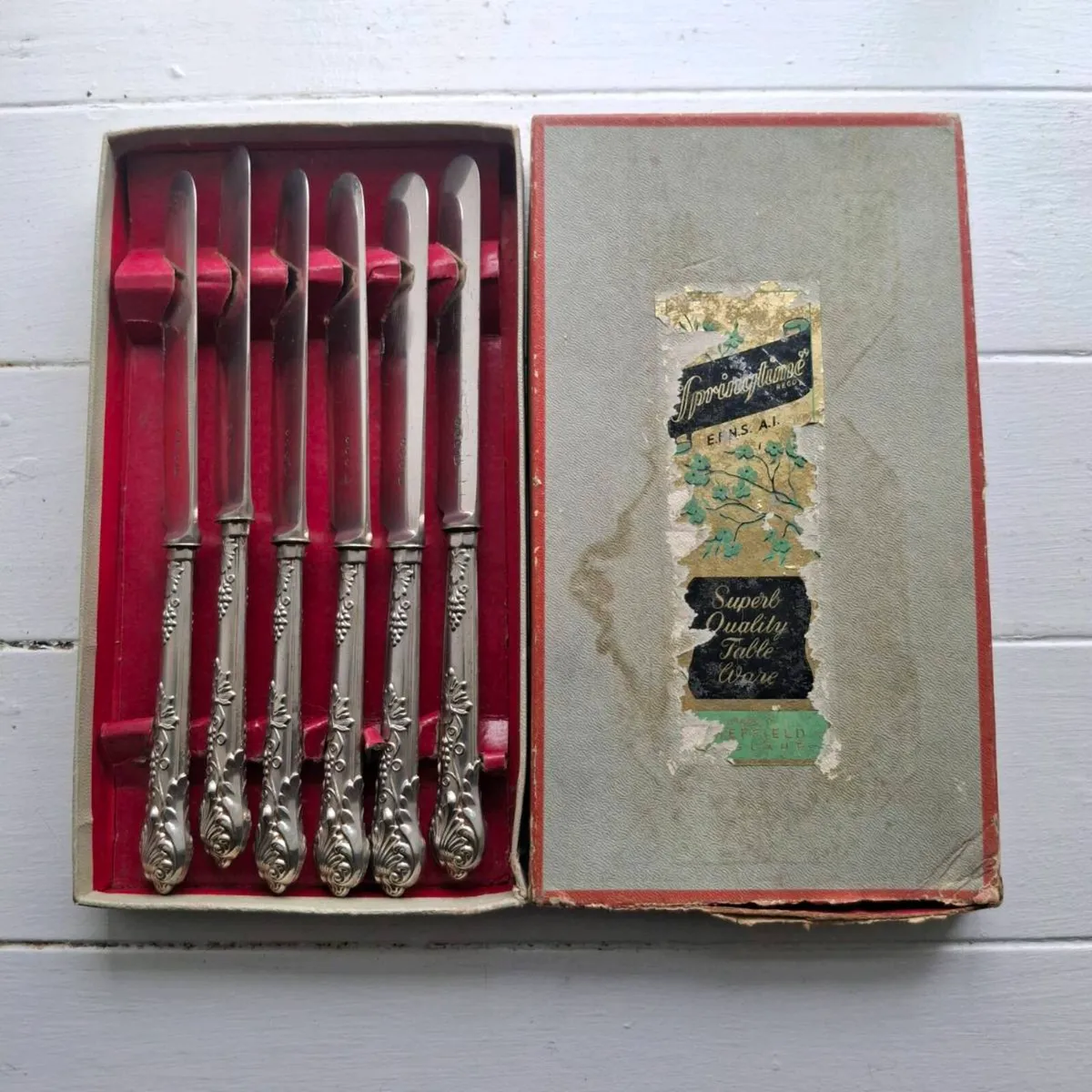1950s Hiram Wild "Springtime" Silver Plated Knives - Image 1