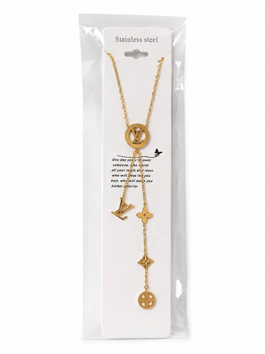Gold-Tone Statement Lariat Necklace - Image 3