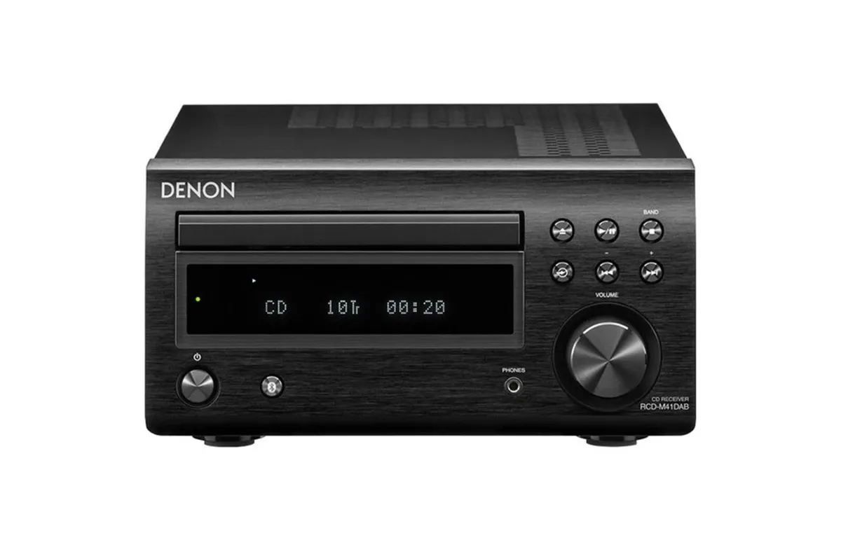 Denon DM41 Dab Black + Speakers + stands AS NEW - Image 1