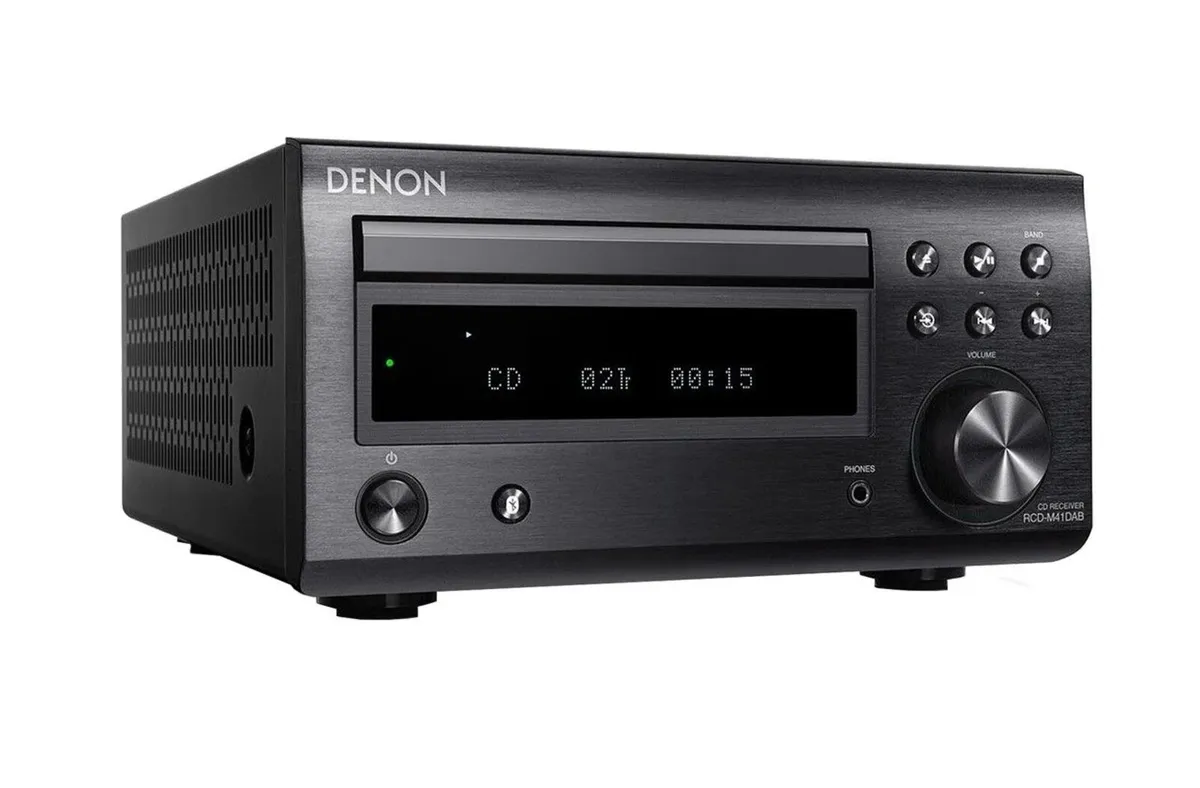 Denon DM41 Dab Black + Speakers + stands AS NEW - Image 2