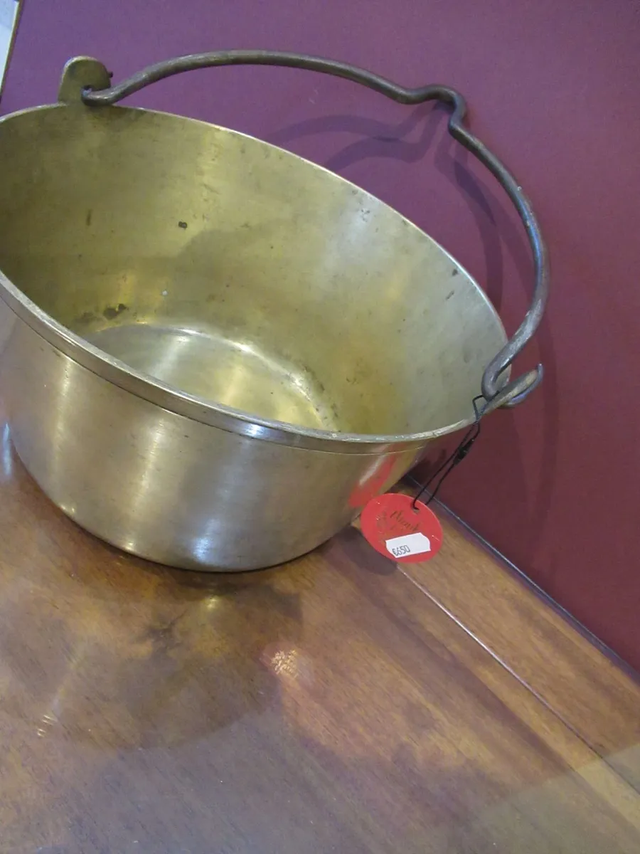 antique vintage cauldron pot brass cottage rustic - Image 3