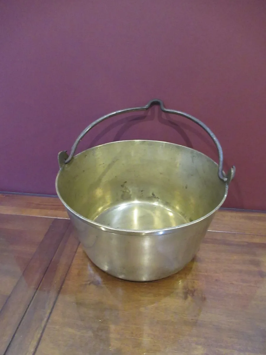 antique vintage cauldron pot brass cottage rustic - Image 1