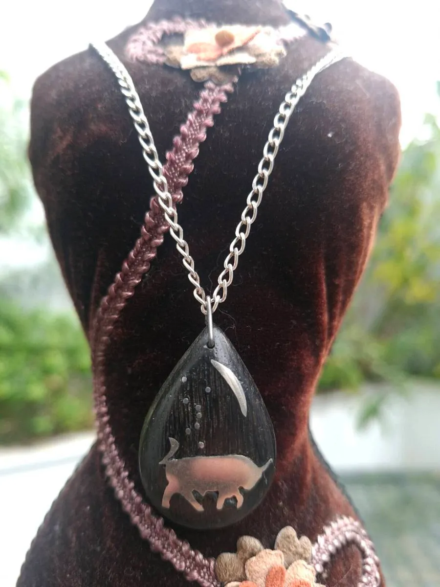 Handmade Sterling Silver & Ebony Pendant Chain - Image 1