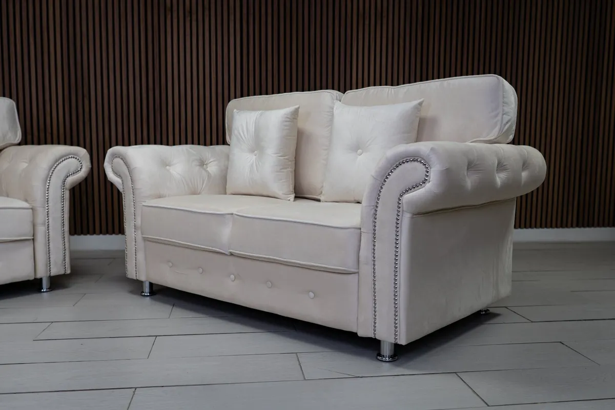 Olympia Cream 3+2 Fullback Cushions Sofa Set - Image 3