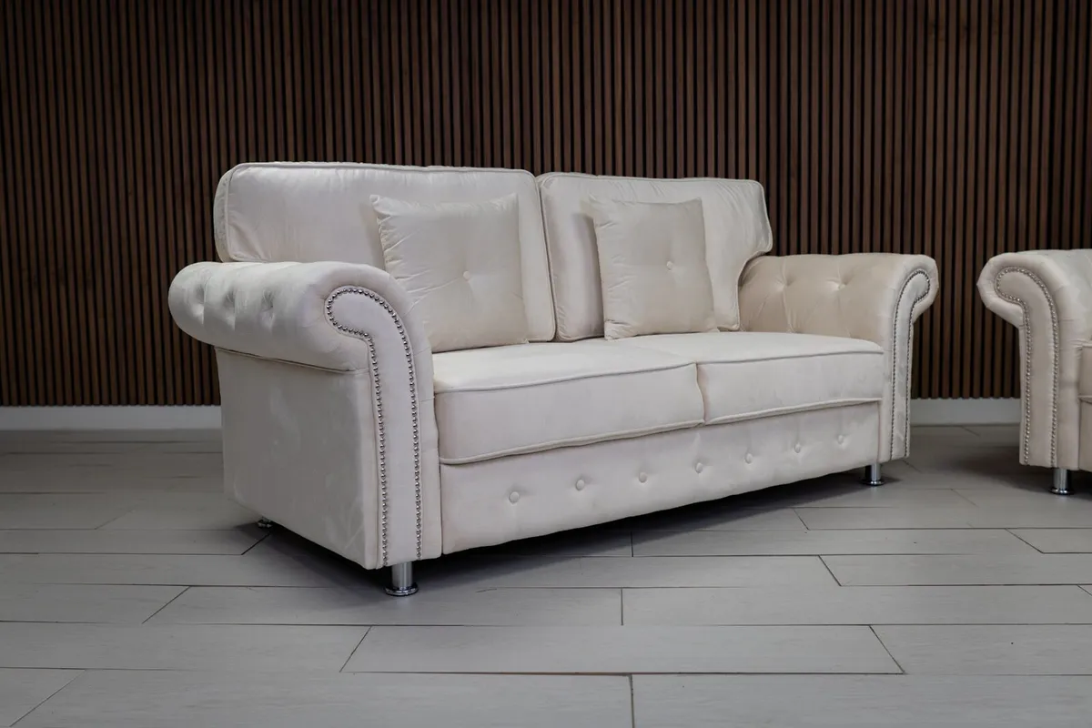 Olympia Cream 3+2 Fullback Cushions Sofa Set - Image 2