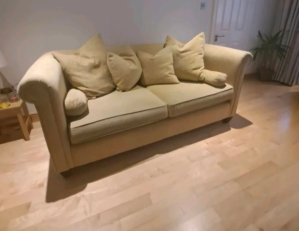 Gold 3 seater sofa for sale - Image 2