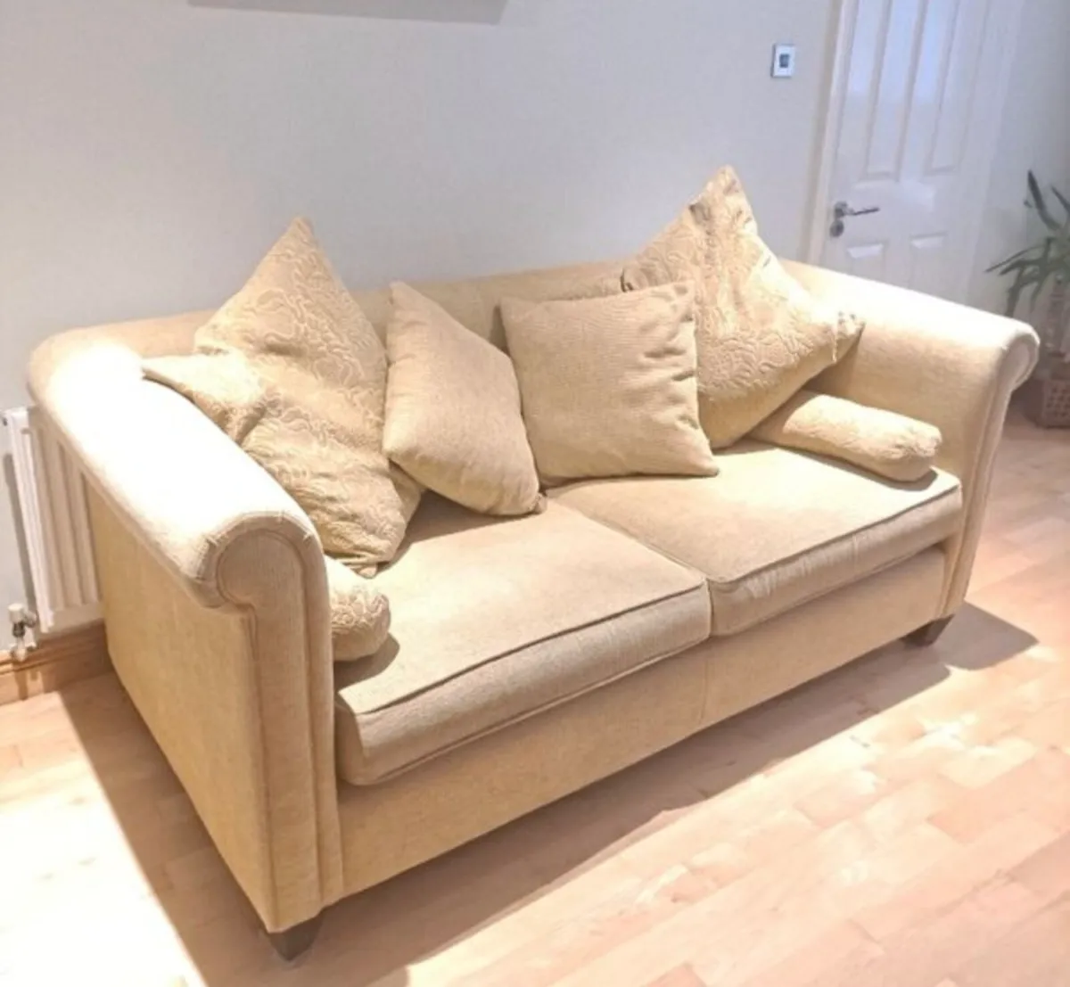 Gold 3 seater sofa for sale - Image 1