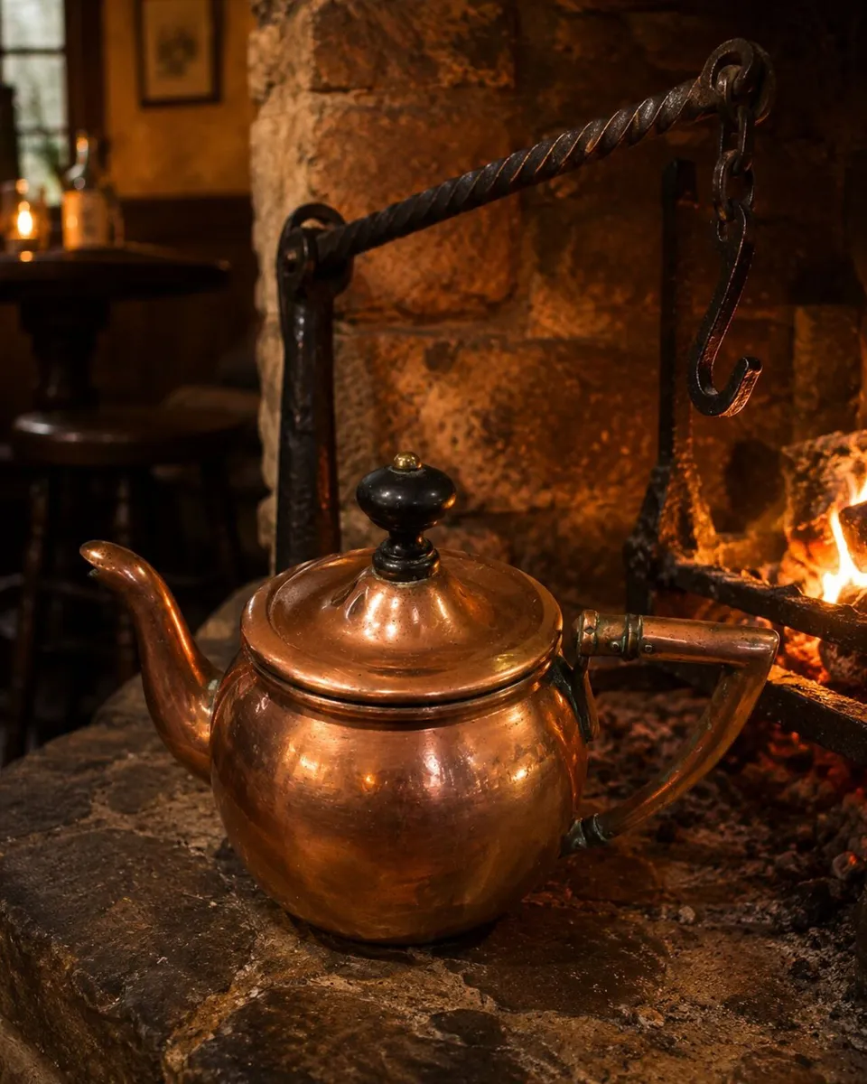 antique vintage copper teapot cottage farm gift - Image 1