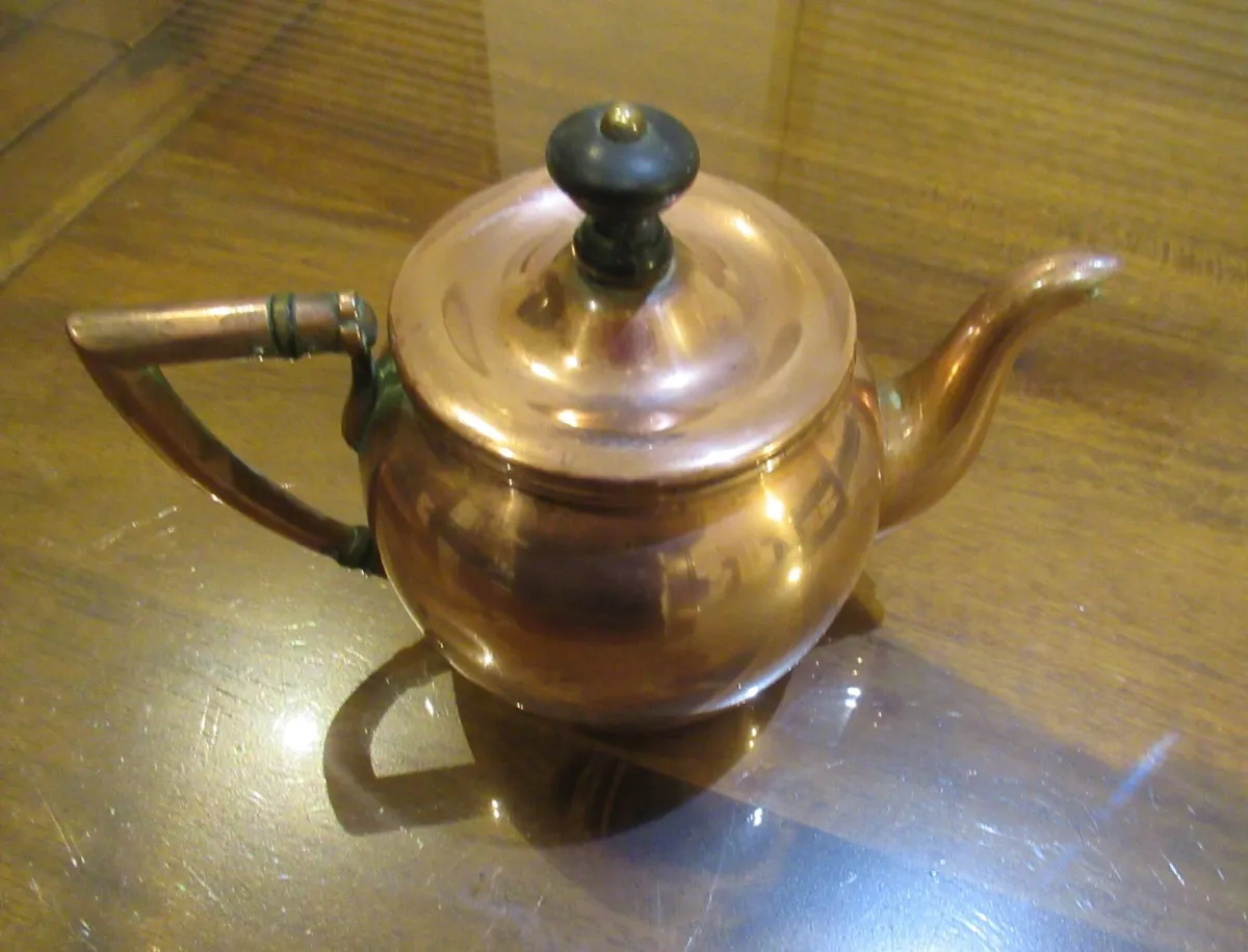 antique vintage copper teapot cottage farm gift - Image 3