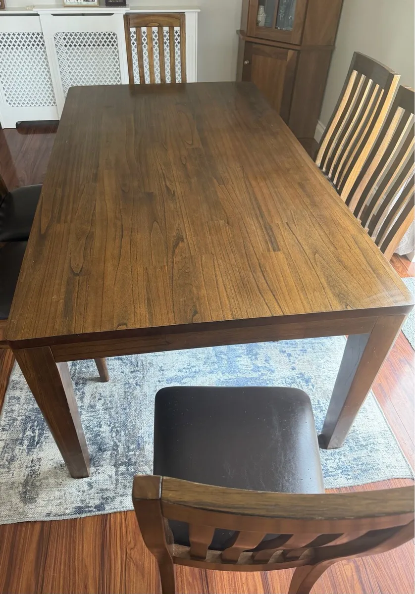 Walnut Dinning Room Table & 6 Chairs - Image 2
