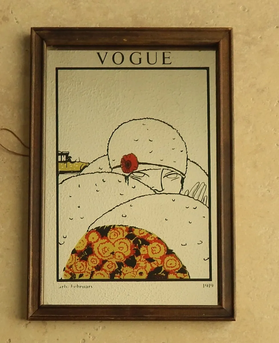 Small Vintage Art Deco Vogue Advertising Mirror - Image 1