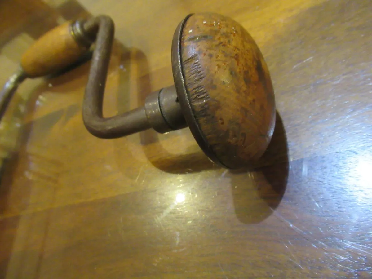 antique Hand brace Drill vintage tools wood garage - Image 3