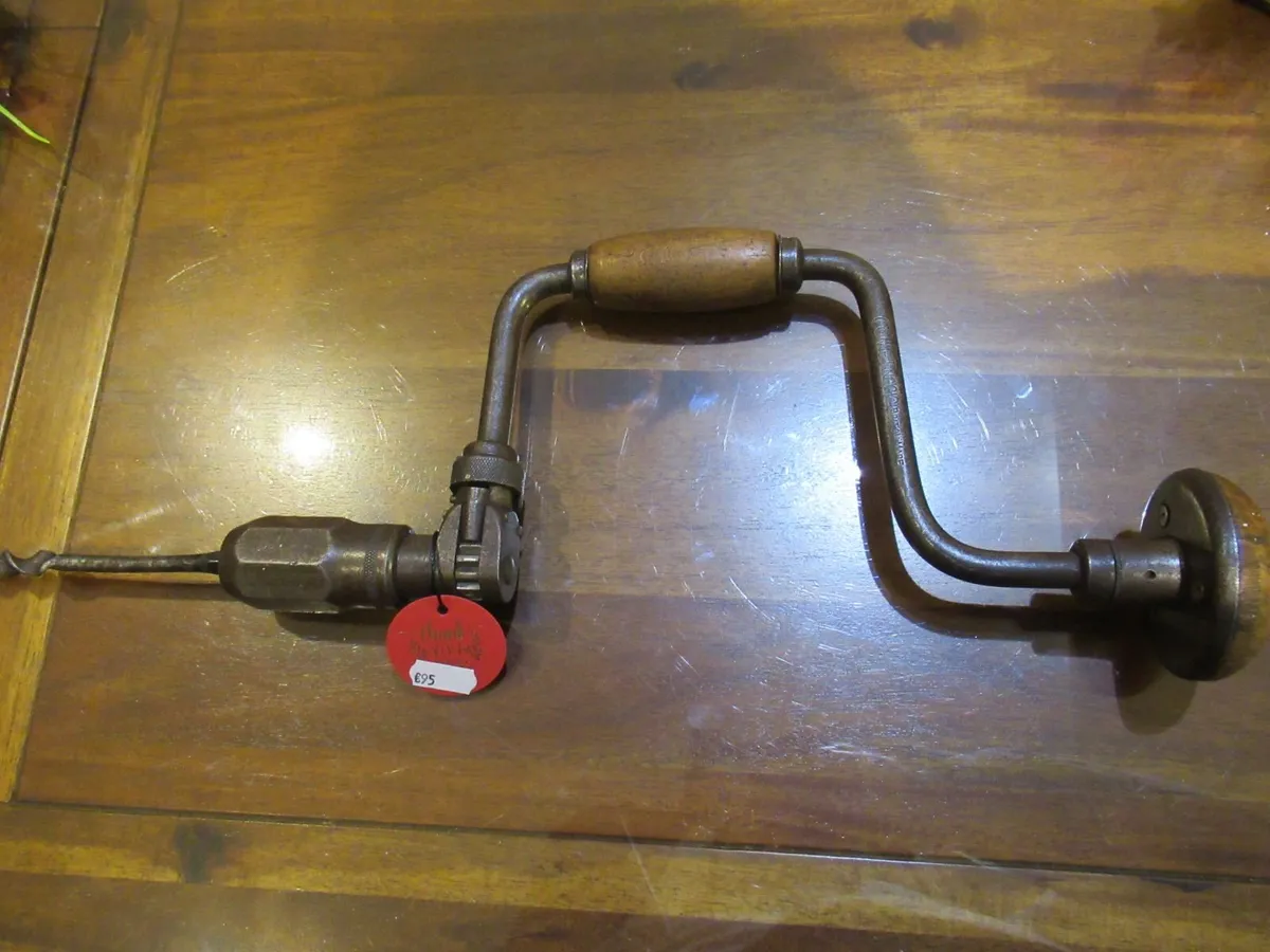 antique Hand brace Drill vintage tools wood garage - Image 4
