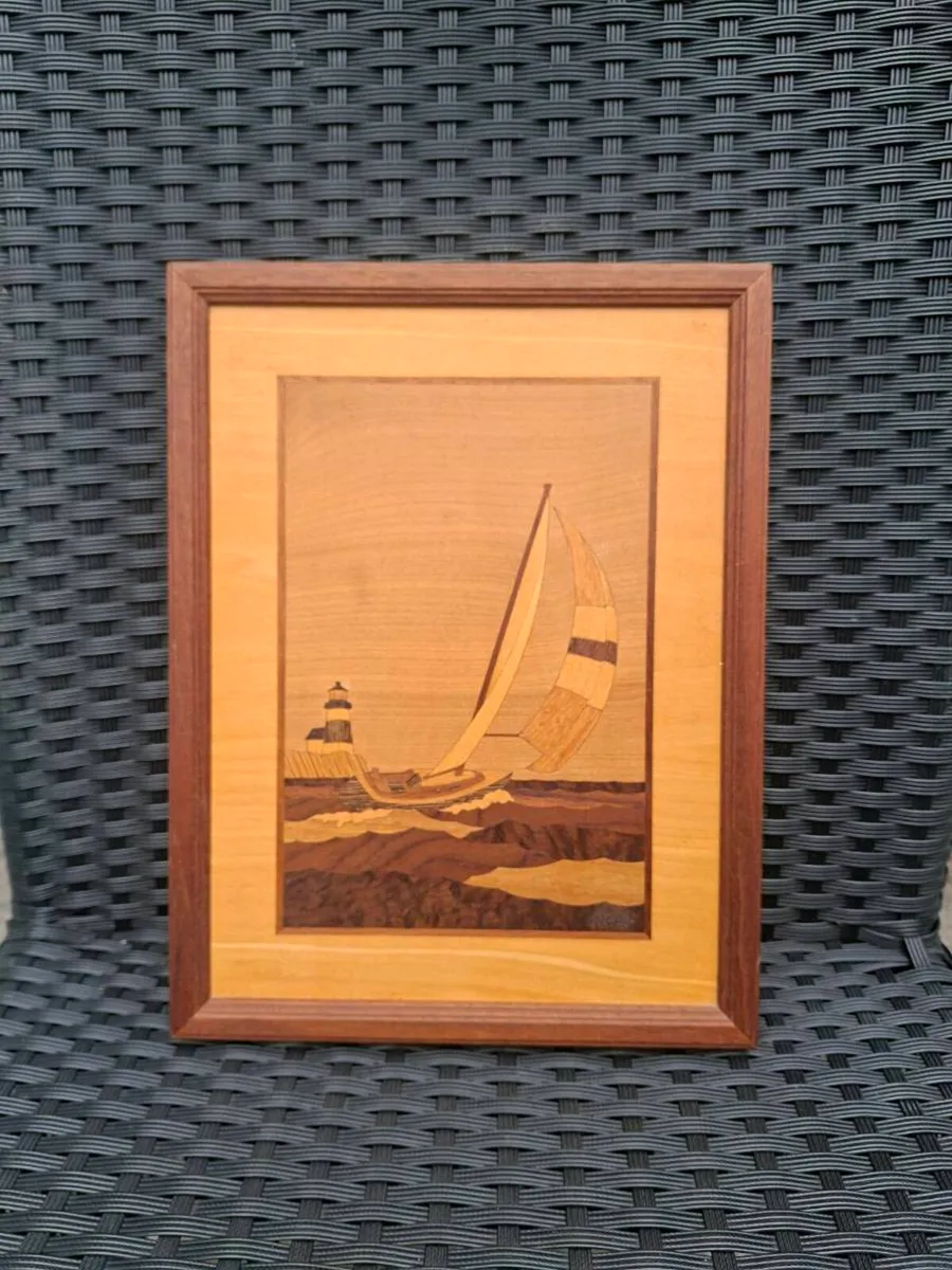 Framed & signed Wood Marquetry inlay Art piece - Image 3