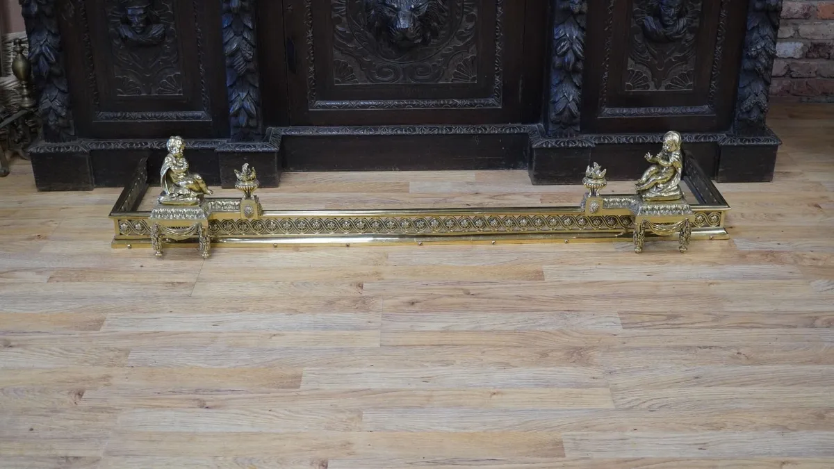 19th Century French Gilt Bronze Fireplace Fender - Image 1