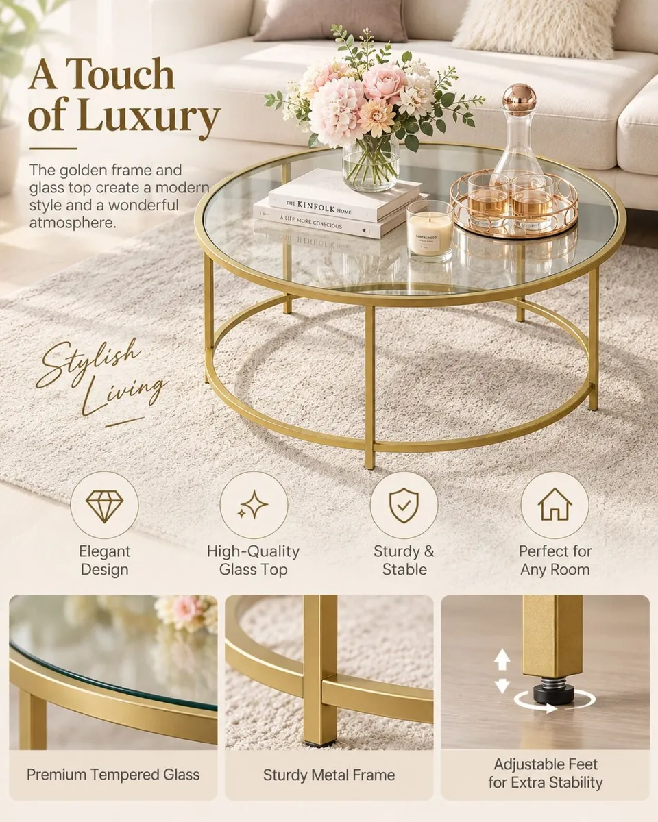Stylish glass round coffee table - FREE P&P - Image 1