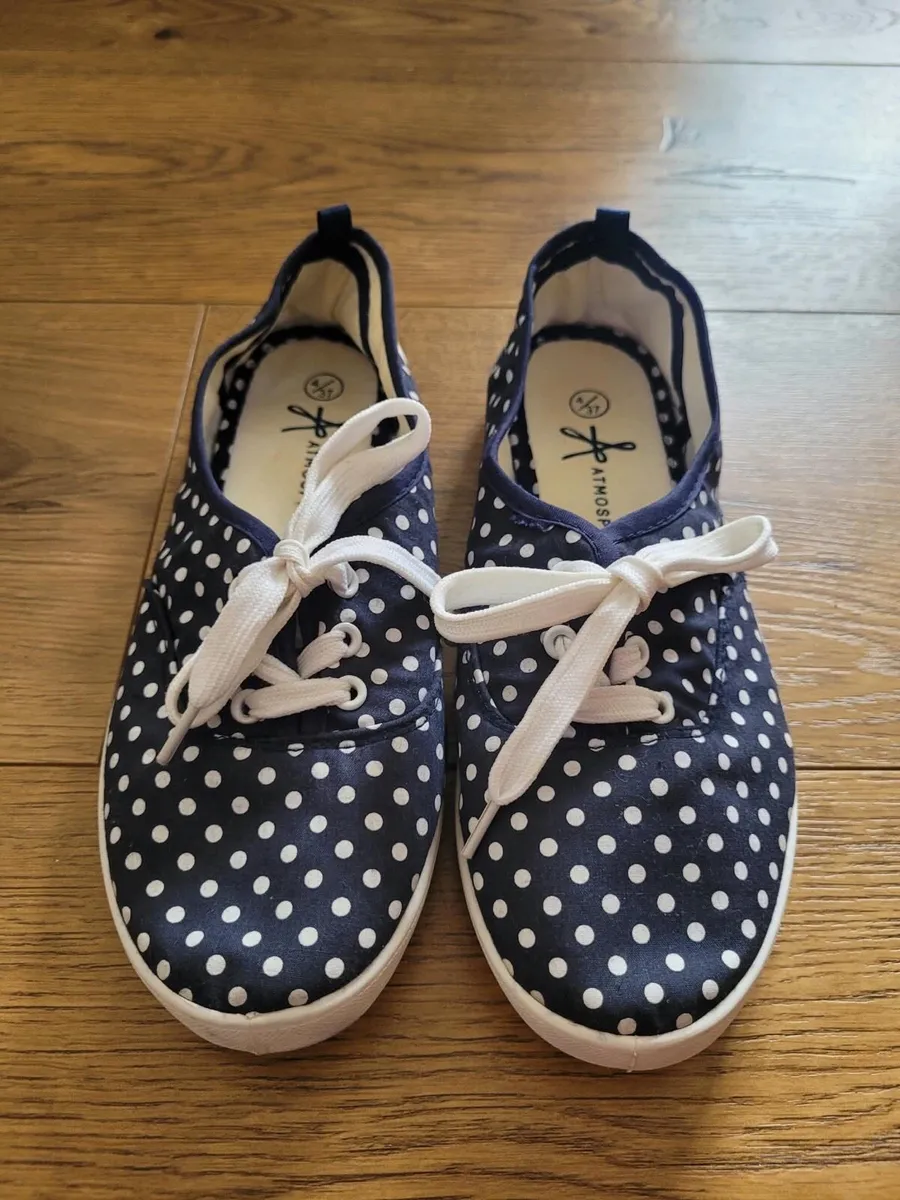 Brand New Atmosphere Navy Polka Dot Shoes - Image 1
