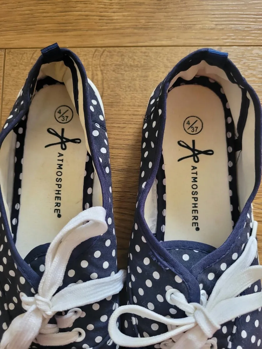 Brand New Atmosphere Navy Polka Dot Shoes - Image 2