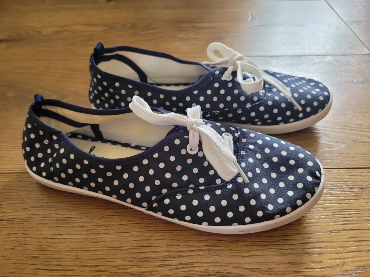 Brand New Atmosphere Navy Polka Dot Shoes - Image 3