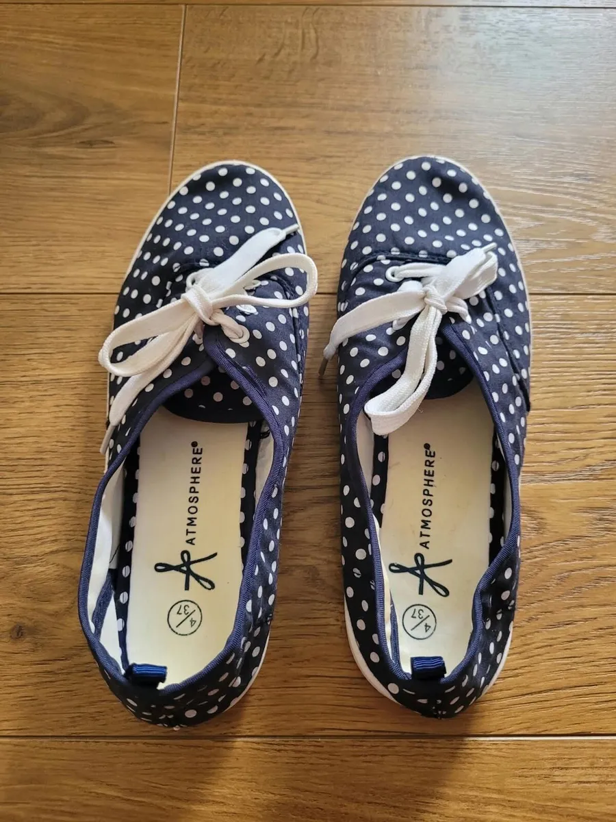 Brand New Atmosphere Navy Polka Dot Shoes - Image 4
