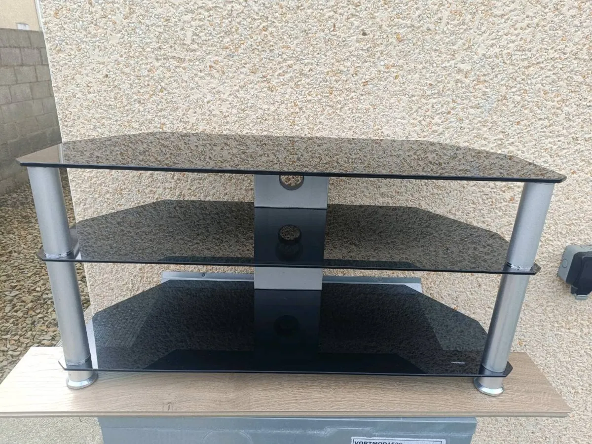 Black tempered glass TV stand - Image 1