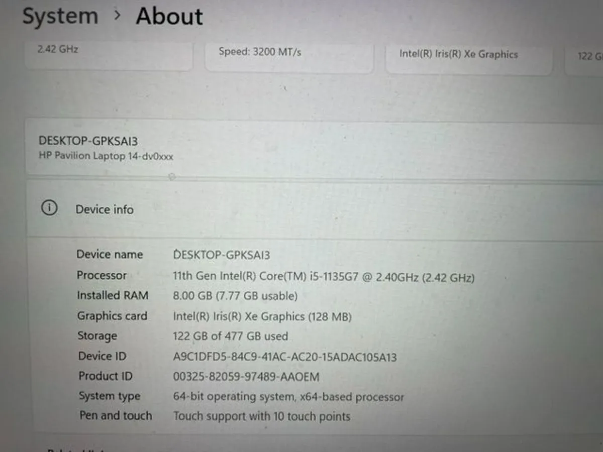 Pavilion 14-dv0521sa 14" Laptop  Touch screen - Image 2