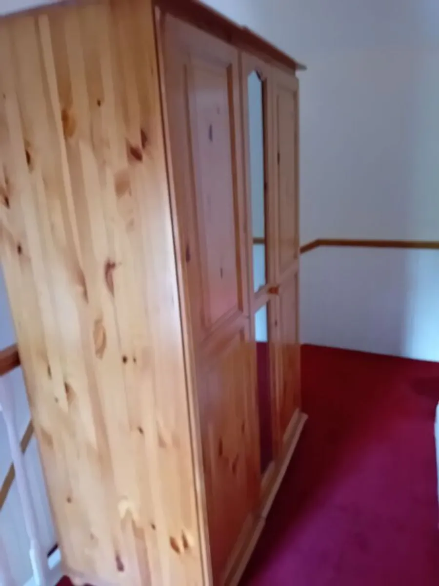 Large 3-Door Solid Pine Wardrobe & bedside locker - Image 4