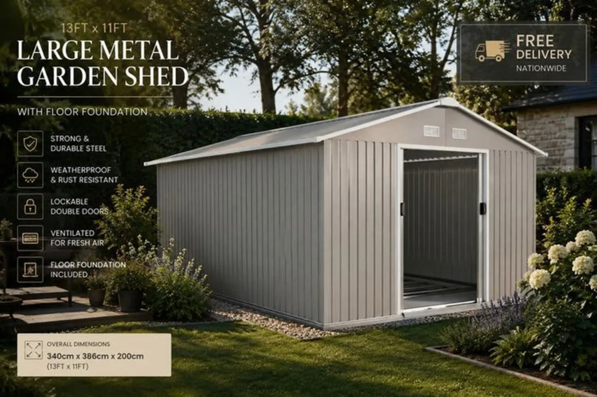 13 x 11ft Metal Shed Large - Image 1