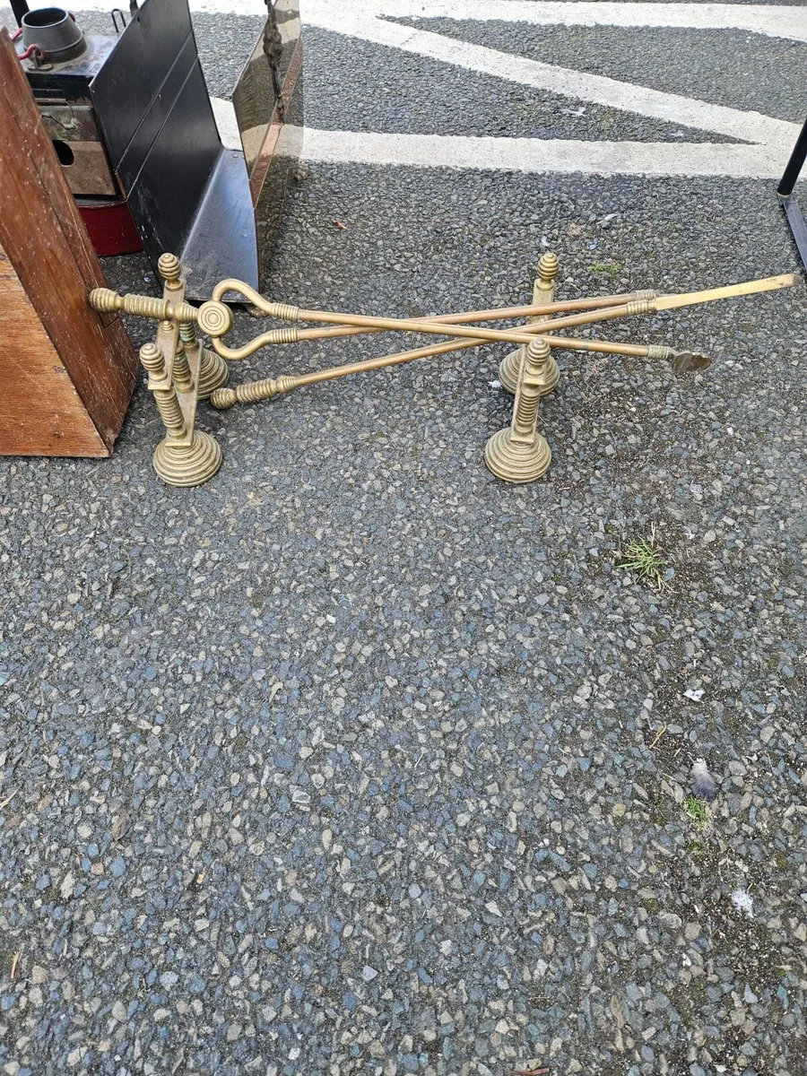 Vintage Brass Fire Irons - Image 1