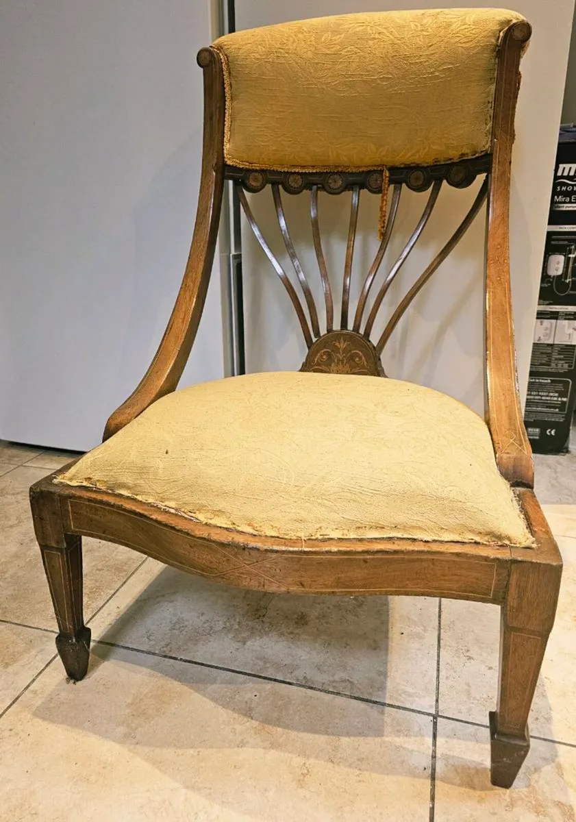 Edwardian Inlaid Mahogany Low Chair – c.1900 - Image 3
