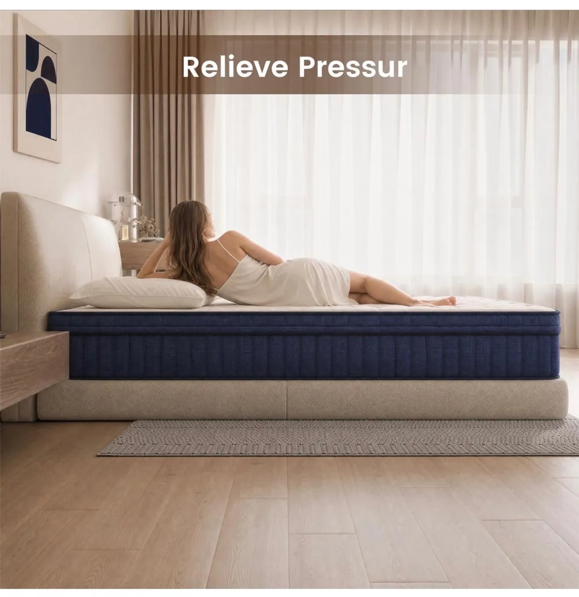 200x150x25cm King Memory Foam Spring Mattress Memo - Image 4