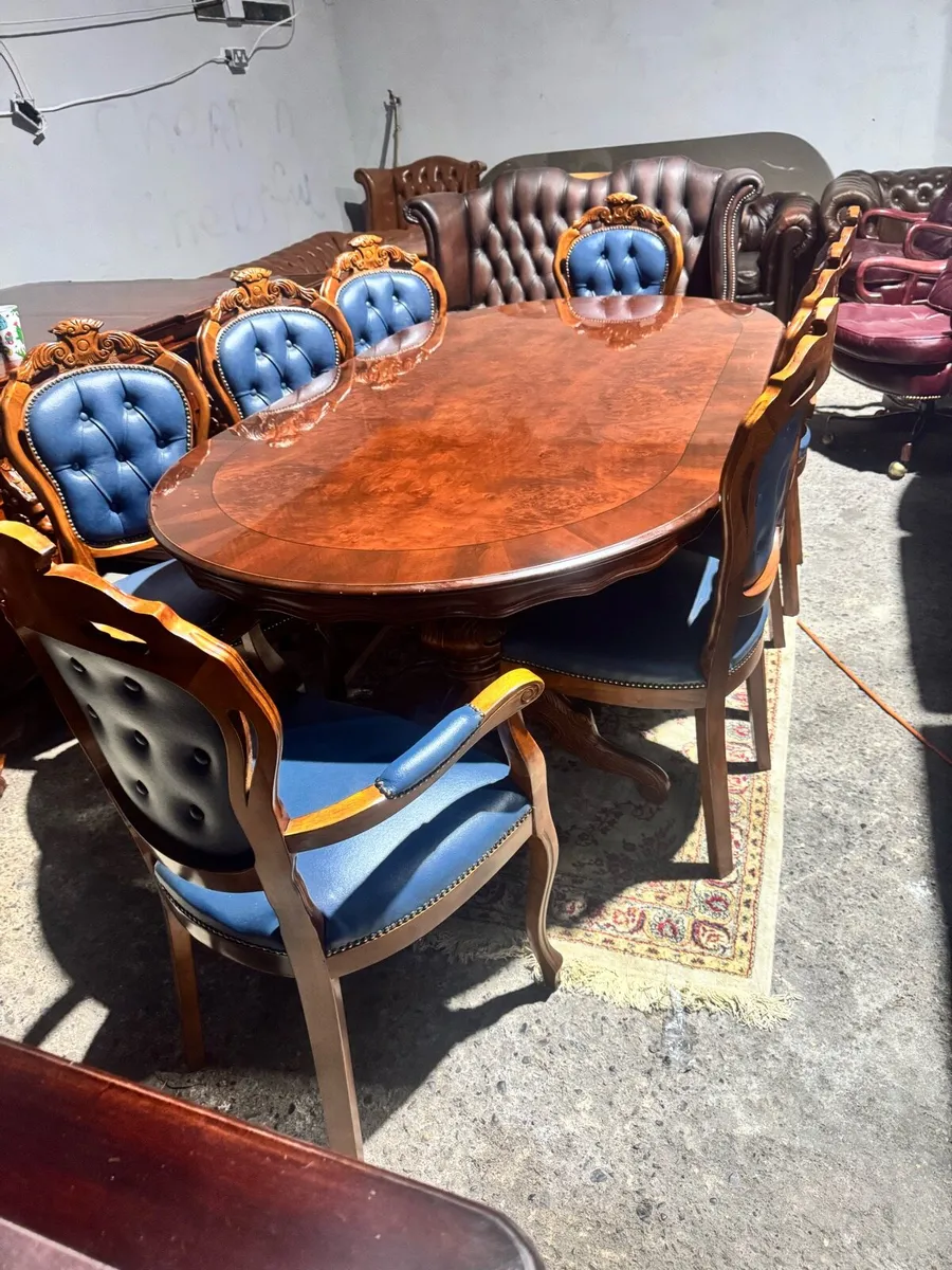Large table and 8 Chesterfield dinning chairs - Image 1
