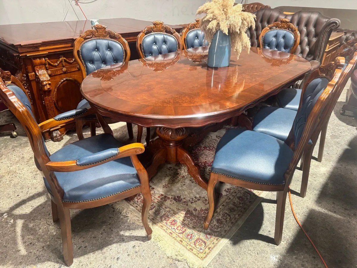 Large table and 8 Chesterfield dinning chairs - Image 4