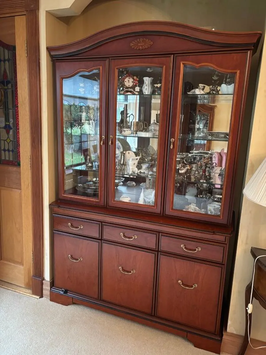 Vintage Mahogany 3-Door Display Cabinet & Sideboard Dresser - Image 1