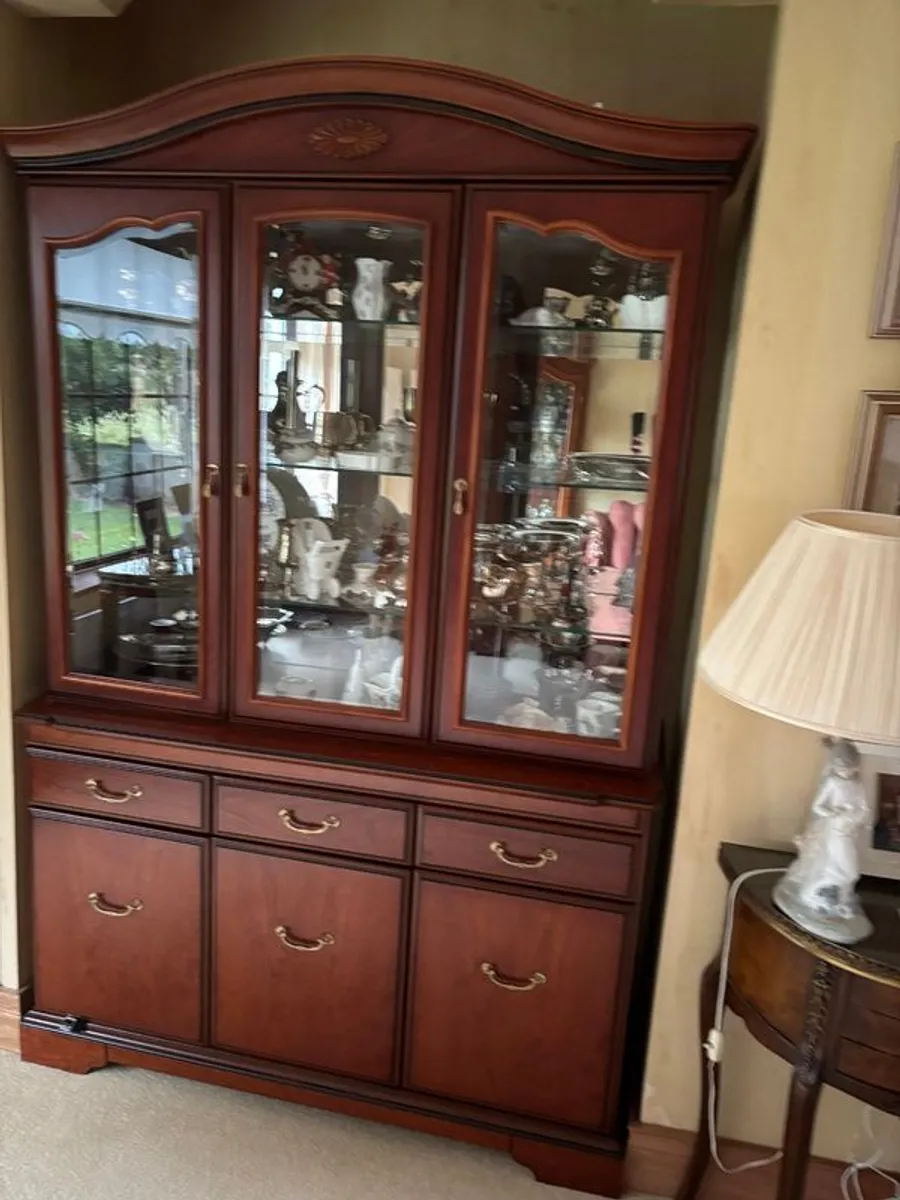 Vintage Mahogany 3-Door Display Cabinet & Sideboard Dresser - Image 2