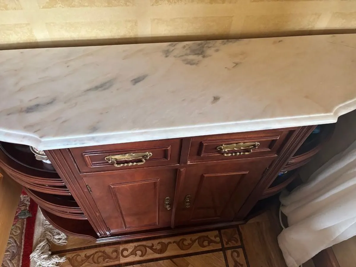 Italian-Style Mahogany Credenza / Sideboard with Marble Top - Image 3