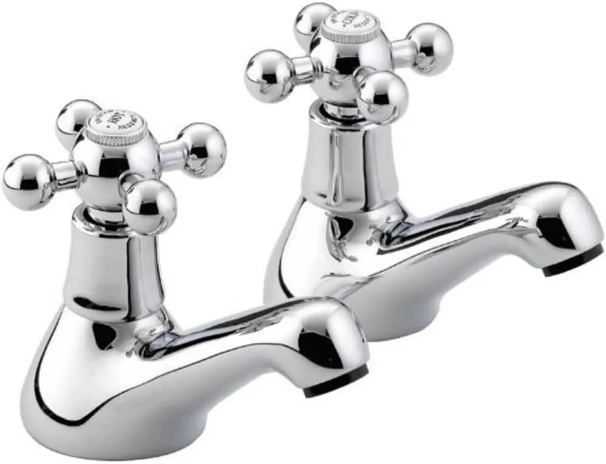 Traditional Bathroom Taps Chrome Pillar Bath - Image 1
